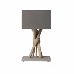 Coc'art Lampes à Poser Lampe à Poser En Bois Blanc Cassé -Luminaires Soldes lampe a poser en bois gris