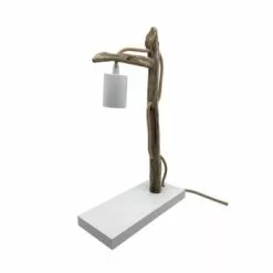 Coc'art Lampes à Poser Lampe à Poser En Bois Recyclé Blanc Cassé -Luminaires Soldes lampe a poser en bois recycle blanc 5