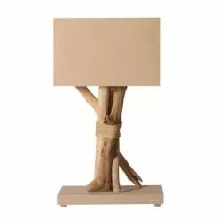 Coc'art Lampes à Poser Lampe à Poser En Bois Blanc Cassé -Luminaires Soldes lampe a poser en bois taupe