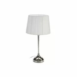 Wadiga Lampes à Poser Lampe à Poser En Métal Argenté Et Abat-jour Blanc H45cm -Luminaires Soldes lampe a poser en metal argente et abat jour blanc h45cm 2