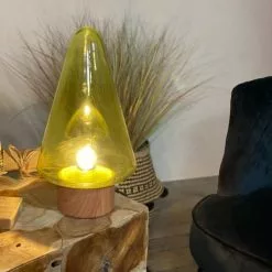 Pirouette Paris Lampes à Poser Lampe à Poser En Verre Base En Métal Effet Bois -Luminaires Soldes lampe a poser en verre base en metal effet bois 5