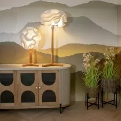 Now’s Home Lampes à Poser Lampe à Poser En Zipper Ivoire Pied En Teck H94 -Luminaires Soldes lampe a poser en zipper ivoire pied en teck h94 3