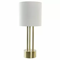 Wadiga Lampes à Poser Lampe à Poser Rétro En Métal Doré Et Abat-jour Blanc En Lin - H67cm
