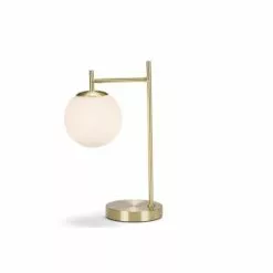 Wadiga Lampes à Poser Lampe à Poser Rétro Métal Doré Et Globe En Verre Blanchi H40cm -Luminaires Soldes lampe a poser retro metal dore et globe en verre blanchi h40cm 2