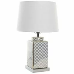 Wadiga Lampes à Poser Lampe à Poser Style Oriental En Porcelaine Bleue Et Blanche - 35x35x57 -Luminaires Soldes lampe a poser style oriental en porcelaine blanche et doree 35x35x57