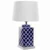 Wadiga Lampes à Poser Lampe à Poser Style Oriental En Porcelaine Bleue Et Blanche - 35x35x57