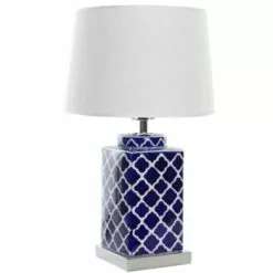 Wadiga Lampes à Poser Lampe à Poser Style Oriental En Porcelaine Bleue Et Blanche - 35x35x57 -Luminaires Soldes lampe a poser style oriental en porcelaine bleue et blanche 35x35x57 4