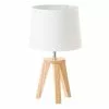Wadiga Lampes à Poser Lampe à Poser Trépied Bois Et Abat-jour Blanc H33,5cm