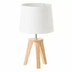 Wadiga Lampes à Poser Lampe à Poser Trépied Bois Et Abat-jour Blanc H33,5cm