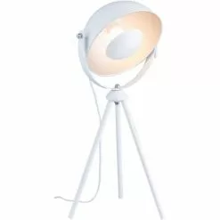 ATHM DESIGN Lampes à Poser Lampe Abat Jour Blanc Et Pieds Métal -Luminaires Soldes lampe abat jour blanc et pieds metal 3