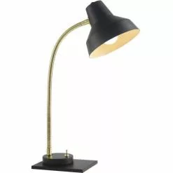 ATHM DESIGN Lampes à Poser Lampe Abat Jour Métal Et Pied Noir -Luminaires Soldes lampe abat jour metal et pied noir 2