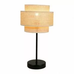 Jardideco Lampes à Poser Lampe Abat-jour Papier Rotin 3 Niveaux -Luminaires Soldes lampe abat jour papier rotin 3 niveaux 2