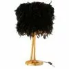 Meubles & Design Lampes à Poser Lampe Art Déco Abat-jour Plumes Et Pied Métal Doré