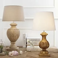 Maisons Du Monde Lampes à Poser Lampe Classique Sculptée Doré Vieilli Et Coton Blanc -Luminaires Soldes lampe classique sculptee dore vieilli et coton blanc 1000 3 16 165328 13