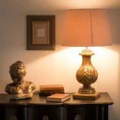 Maisons Du Monde Lampes à Poser Lampe Classique Sculptée Doré Vieilli Et Coton Blanc -Luminaires Soldes lampe classique sculptee dore vieilli et coton blanc 1000 3 16 165328 7