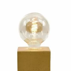 Junny Lampes à Poser Lampe Cube En Béton Rose Pastel Fabrication Artisanale -Luminaires Soldes lampe cube en beton jaune moutarde fabrication artisanale