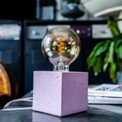 Junny Lampes à Poser Lampe Cube En Béton Rose Pastel Fabrication Artisanale -Luminaires Soldes lampe cube en beton rose pastel fabrication artisanale 1