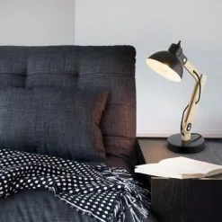 Globo Lampes à Poser Lampe De Bureau En Bois Noir -Luminaires Soldes lampe de bureau en bois noir 7