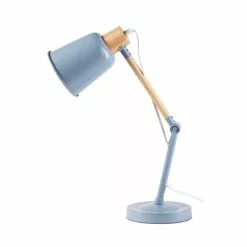 Maisons Du Monde Lampes De Chevet Enfant Lampe De Bureau En Métal Bleu Et Hévéa