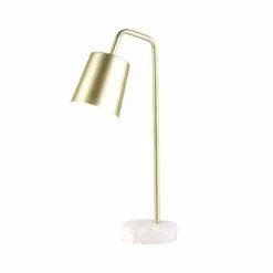 Maisons Du Monde Lampes De Chevet Enfant Lampe De Bureau En Métal Doré Et Marbre Blanc -Luminaires Soldes lampe de bureau en metal dore et marbre blanc 1000 14 29 181659 3
