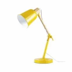 Maisons Du Monde Lampes De Chevet Enfant Lampe De Bureau En Métal Jaune Et Hévéa -Luminaires Soldes lampe de bureau en metal jaune et hevea 1000 7 22 181652 2