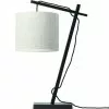 Good & Mojo Lampes à Poser Lampe De Table Bambou Noir/lin H46cm