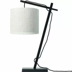Good & Mojo Lampes à Poser Lampe De Table Bambou Noir/lin H46cm