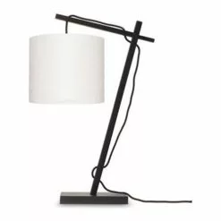 Good & Mojo Lampes à Poser Lampe De Table Bambou Noir/lin H46cm
