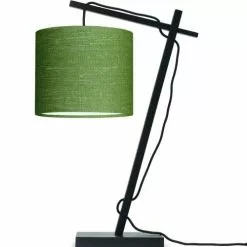 Good & Mojo Lampes à Poser Lampe De Table Bambou Noir/lin H46cm