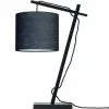 Good & Mojo Lampes à Poser Lampe De Table Bambou Noir/lin H46cm
