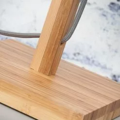 Good & Mojo Lampes à Poser Lampe De Table En Bambou Abat-jour En Lin Bleu Denim, H. 59cm -Luminaires Soldes lampe de table en bambou abat jour en lin bleu denim h 59cm 2