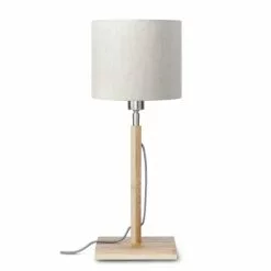 Good & Mojo Lampes à Poser Lampe De Table En Bambou Abat-jour En Lin Lin Clair, H. 59cm -Luminaires Soldes lampe de table en bambou abat jour en lin lin clair h 59cm 5