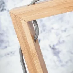 Good & Mojo Lampes à Poser Lampe De Table En Bambou Abat-jour En Lin Lin Foncé, H. 47cm -Luminaires Soldes lampe de table en bambou abat jour en lin lin fonce h 47cm 2