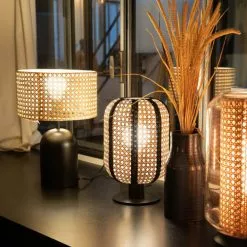 Keria Lampes à Poser Lampe De Table En Canage Naturel -Luminaires Soldes lampe de table en canage naturel 4