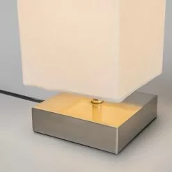 QAZQA Lampes à Poser Lampe De Table En Métal Blanc -Luminaires Soldes lampe de table en metal blanc 10