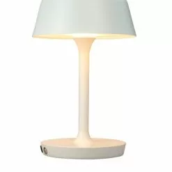 Dyberg Larsen Lampes à Poser Lampe De Table En Métal Blanc Mat Et Métal Brossé, H 30 Cm D 19,5 Cm -Luminaires Soldes lampe de table en metal blanc mat et metal brosse h 30 cm d 19 5 cm 2