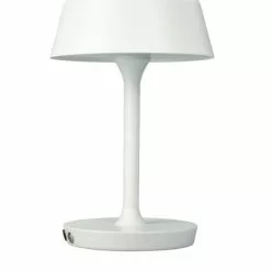 Dyberg Larsen Lampes à Poser Lampe De Table En Métal Blanc Mat Et Métal Brossé, H 30 Cm D 19,5 Cm
