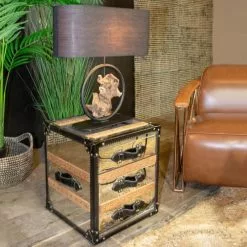 Now’s Home Lampes à Poser Lampe De Table En Métal Et Bois -Luminaires Soldes lampe de table en metal et bois 2