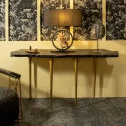 Now’s Home Lampes à Poser Lampe De Table En Métal Et Bois -Luminaires Soldes lampe de table en metal et bois 3