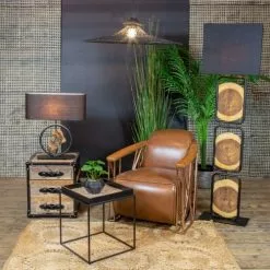 Now’s Home Lampes à Poser Lampe De Table En Métal Et Bois -Luminaires Soldes lampe de table en metal et bois 4