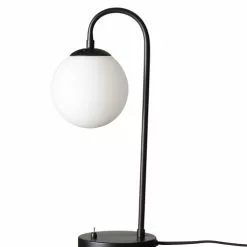 Dyberg Larsen Lampes à Poser Lampe De Table En Verre Et Métal Noir Mat, H 46 Cm D 15 Cm