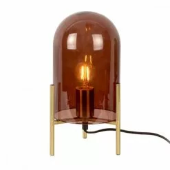 Present Time Lampes à Poser Lampe De Table En Verre Marron Diam 16x30cm