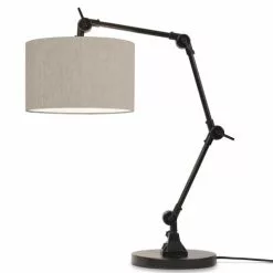 It's About Romi Lampes à Poser Lampe De Table Noire Flexible Et Abat-jour Gris Clair H100cm