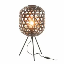 Meubles & Design Lampes à Poser Lampe Design Sur Pieds En Bambou Et Métal Noir -Luminaires Soldes lampe design sur pieds en bambou et metal noir 2