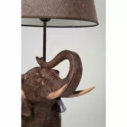 Kare Design Lampes à Poser Lampe éléphant En Polyrésine Marron Et Abat-jour En Lin -Luminaires Soldes lampe elephant en polyresine marron et abat jour en lin 3