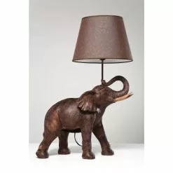 Kare Design Lampes à Poser Lampe éléphant En Polyrésine Marron Et Abat-jour En Lin -Luminaires Soldes lampe elephant en polyresine marron et abat jour en lin 4