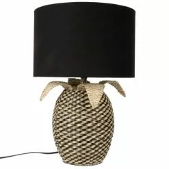 Maisons Du Monde Lampes à Poser Lampe En Bambou Tressé Et Abat-jour En Fibre Végétale Noire