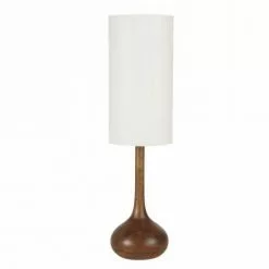 Maisons Du Monde Lampes à Poser Lampe En Bois De Manguier Et Abat-jour En Lin Beige