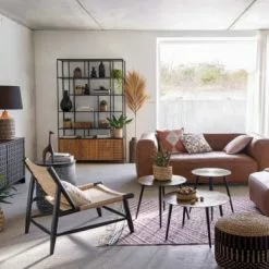 Maisons Du Monde Lampes à Poser Lampe En Bois De Manguier Gravé Et Abat-jour En Coton Noir H75 -Luminaires Soldes lampe en bois de manguier grave et abat jour en coton noir h75 1000 7 18 227076 2