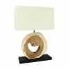 Now’s Home Lampes à Poser Lampe En Bois Naturel Avec Abat-jour Ivoire H57cm